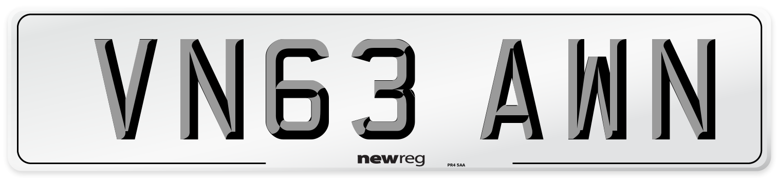 VN63 AWN Number Plate from New Reg